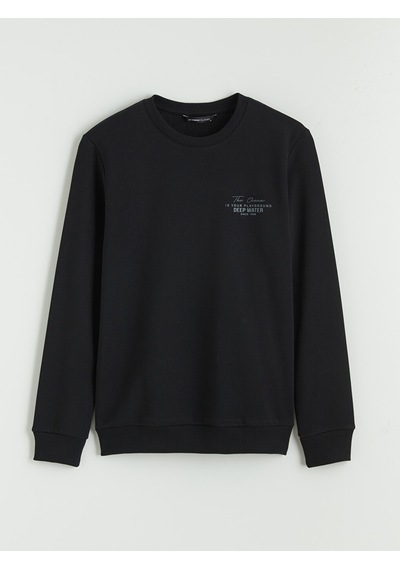 Lcwaıkıkı Classic Siyah Bisiklet Yaka Erkek Kalın Sweatshirt