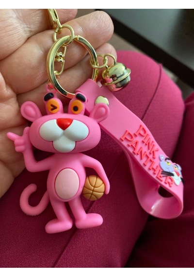 Pembe Panter Figürlü Büyük Boy Silikon Anahtarlık