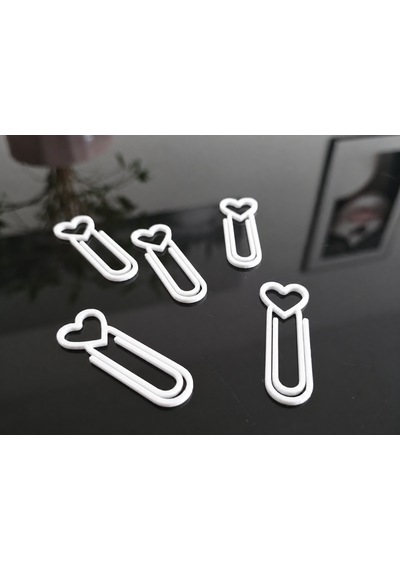 3d Baskı Kalp Figürlü Ataç - 10lu Set - Beyaz