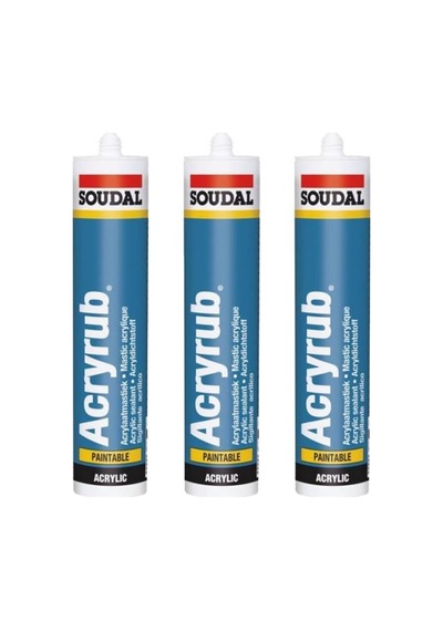 Soudal Acryrub Beyaz Akrilik Mastik 3 Adet Beyaz