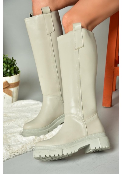 Fox Shoes R973201109 Gri Kalın Tabanlı Kadın Çizme Gri