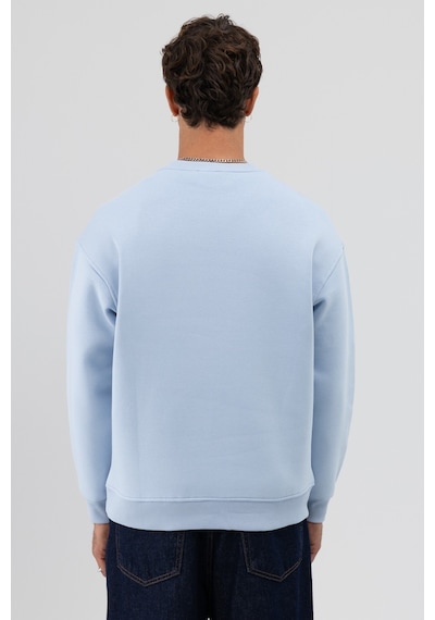 Vamos Basic Bisiklet Yaka Oversize Sweatshirt Bebe Mavi