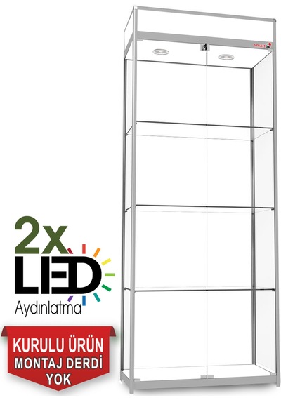 Camlı Vitrin - Cam Dolap - Camlı Koleksiyon Vitrini - Kurulu Ürün 200x80x40