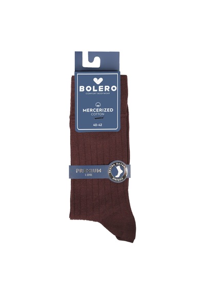 Bolero E50 Premium Erkek Dikişsiz Merserize Pamuk Çorap Kahve