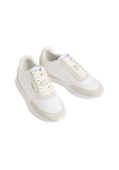 Calvin Klein Kadın Retro Runner Laceup Aop Nyl Ayakkabı Hw0hw0299505z Beyaz