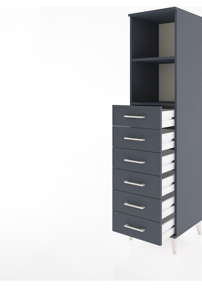 Hyperion Dolap 2 Raflı 6 Çekmeceli 44x44x182 Antrasit-antrasit Antrasit