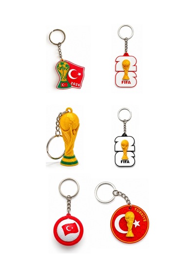 Futbol Temalı Koleksiyonluk Anahtarlık Seti 6'lı Taraftar Ve Kupa Figürlü Metal Anahtarlık