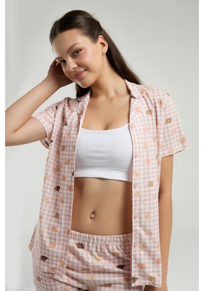 Rolypoly Kadın Beyaz Gömlek Pijama Beyaz