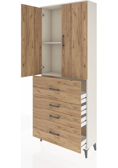 Arges Dolap 2 Raflı 4 Çekmeceli 2 Kapaklı 88x30x221 Aytaşı-çam Aytaşı