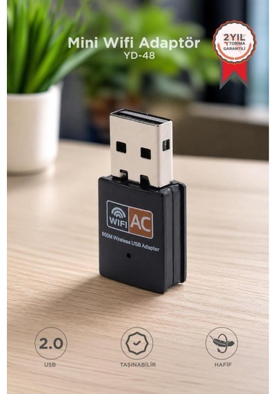 Mini Wifi Adaptör Usb 2.0 600 Mbps Kablosuz Alıcı Yd48 Siyah