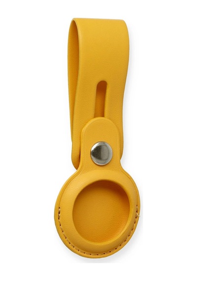 Thekey Airtag Sarı Askılı Deri Kılıf
