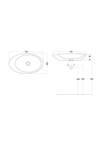 Lucco Gocce 74 CM Elips Lavabo Içi Beyaz Dışı Gümüş