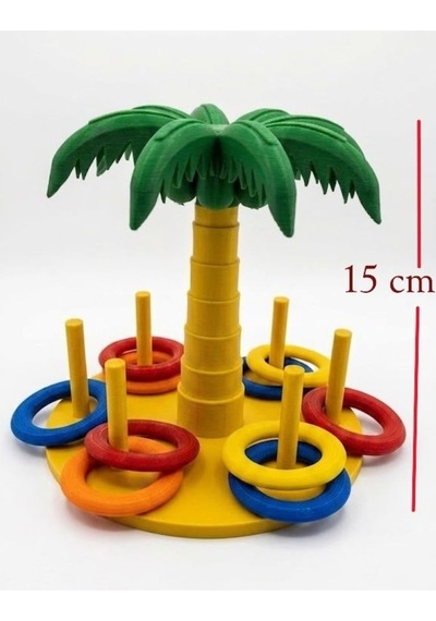 Palmiye Ağacı Halkalı Eğlence Oyunu - Havuz Ve Plaj İçin Renkli Oyuncak 3d