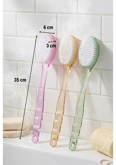 Safestore Plastik Saplı Vücut Temizleme Fırçası, Sırt Ve Vücut İçin, Banyo Ve Duş Aparatı, 35 Cm