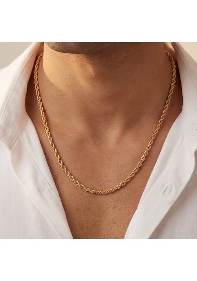 Ferizz Ferizz Altın Kaplama 2,5Mm Kalınlıkta Unisex Burgu Zincir Gümüş