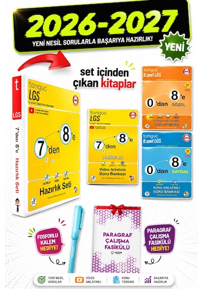 8.sınıf 7'den 8'e Hazırlık Seti Konu Anlatımlı Soru Bankası