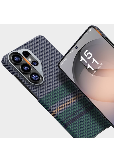 Galaxy Uyumlu S26 Ultra Uyumlu Kılıf M-safe Özellikli Karbon Fiber Benks Aurora Armorair Kevlar Kapak Yeşil Yeşil
