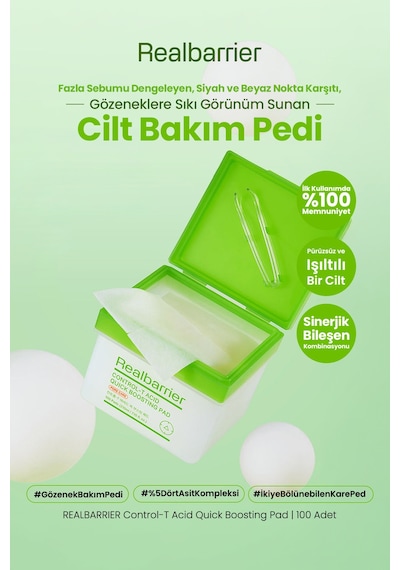 Fazla Sebum Dengeleyen Gözenek Bakım Pedi Realbarrıer Control-t Acid Quick Boosting Pad