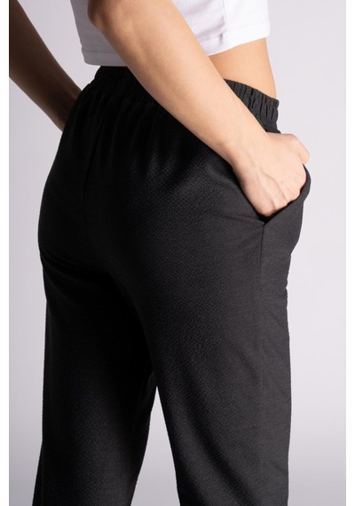Braccas Kadın Yandan Cepli Beli Lastikli Ve Pileli Slim Fit Jogger Pantolon Antrasit Antrasit