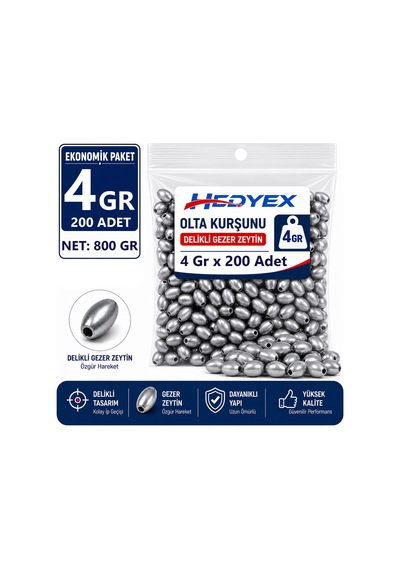 Hedyex 4 Gr 200 Adet 800 Gr Olta Kurşunu Delikli Gezer Zeytin