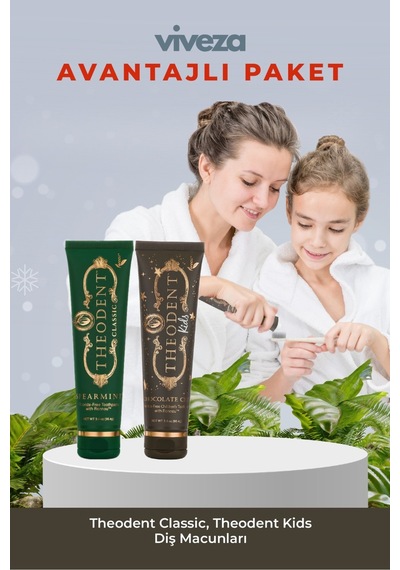 Theodent Classic Ve Kids Diş Macunu 2 Li Set Florürsüz Kakao Özlü Rennou Teknolojisi