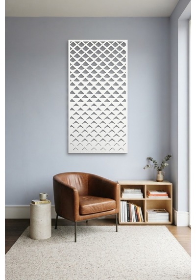 Pul Dekoratif Panel Metal Duvar Tablosu - Duvar Sanatı - Duvar Dekoru - Beyaz