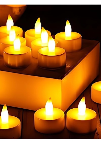 Rkmstore Tealight Led Mum 24 Lü Sarı Işıklı Dumansız Pilli Mum Seti Piller Dahil Diğer