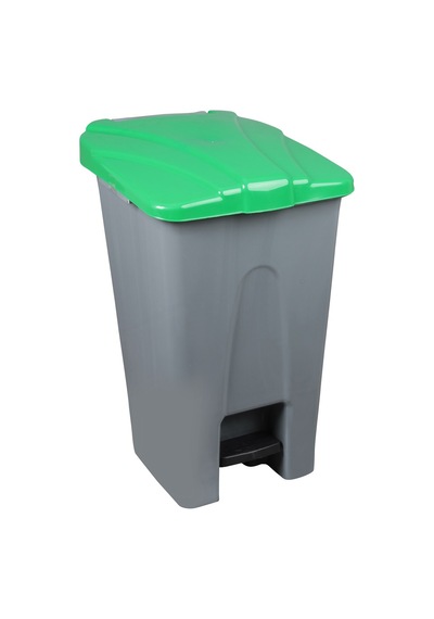 Safell Plastik Pedallı Çöp Kovası 70Lt Çöp Konteyneri Griyeşil