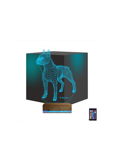 Luvivia Köpek Boxer Kişiye Özel 3d Lamba - Masa Gece Lambası Şeffaf