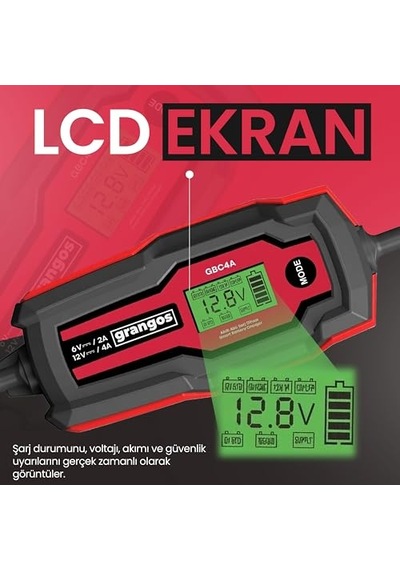 Ayrex Grangos Gbc4a 6v / 12v 120 Ah Akıllı Dijital Akü Şarj/akü Bakım/desülfatör Ve Power Supply, Otomobil/motos