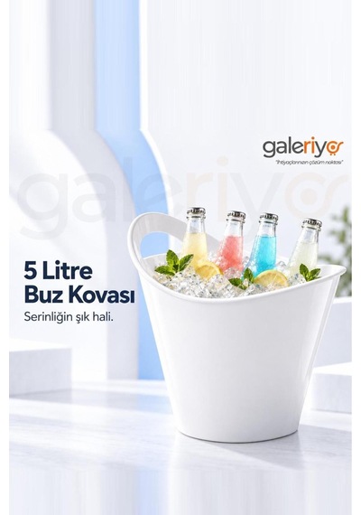 Galeriyo 5 Lt. İçecek Ve Buz Kovası Taşınabilir Beyaz