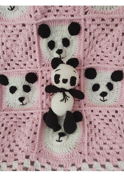 Panda Bebek Battaniyesi Ve Oyuncak Beyaz - Pembe