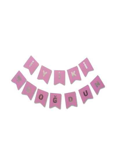 Pembe Gümüş Doğum Günü Süsü Iyi Ki Doğdun Yazı Banner