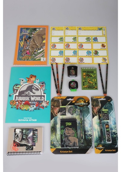 X Dekomus Lisanslı Jurassic World 27 Parça Kırtasiye Seti Çıkartmalı Boyama Kitabı,kurşun Kalem,silgi,uçlu Kalem Ve Uç Seti Diğer
