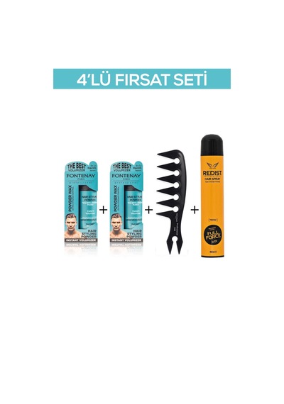 Fontenay Saç Şekillendirici Pudra Toz Wax Mat Effect X2 + Şekil Tarak'ı +saç Spreyi 2 400ml 4'lü Set