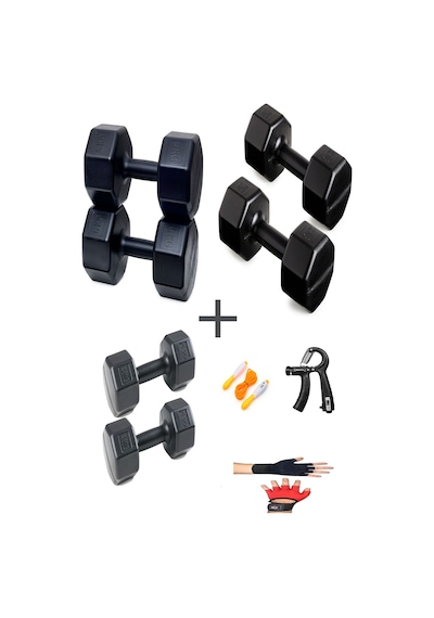 Ps Spor 3 Çift Dambıl Set 2 Kg + 4 Kg + 6 Kg + Eldiven Ayarlanabilir Sayaçlı Yay Ve Atlama İpi