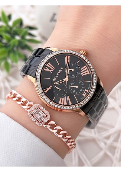 Dice Kayek İç Fonksiyonları Aktif Çelik Kordon Çelik Kasa 5 Atm Kadın Kol Saati+bileklik Ag1218.07 Rose Gold