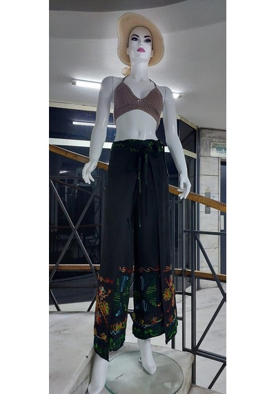 Eren Style Otantik Nakış İşlemeli Harem Şalvar Bulmaca Pantolon 103 Cm -8719 Siyah