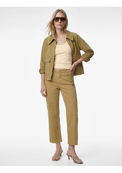 Koton Pamuklu Cepli Düğmeli İspanyol Paça Crop Jean Pantolon - Kick Flare Jeans Ada Çayı 6sal40051mw Açık Yeşil