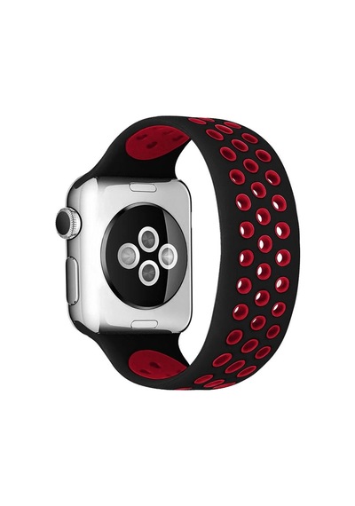 Mey İthalat Watch 42mm Ayarlı Delikli Silikon Kordon - Siyah-kırmızı