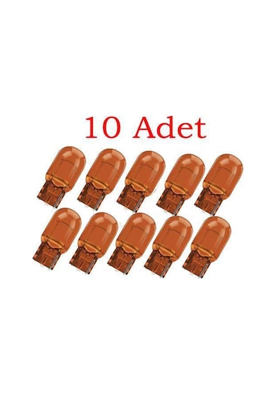 Ototürk T10 Dipsiz Ampül Turuncu 5Watt 12Volt 10 Adet
