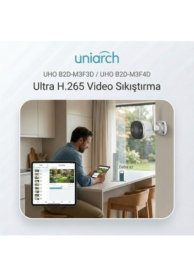 Uniarch Uho-b2d-m3f4d 3mp 2k Hd Dış Mekan Bullet Wi-fi Kamera
