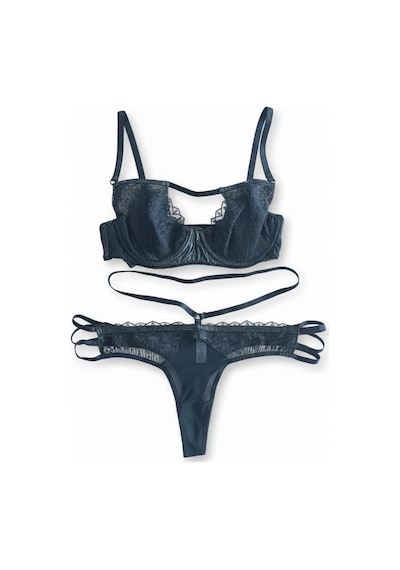 Bonbon Kadın Dantelli Deri String 2 Li Set Bb2086 Siyah