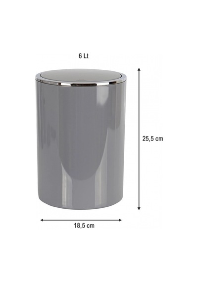 Ansan Ans E35-07 Lenox Plastik Gri Çöp Kovası 6 L 18,5 X 25,5 Cm Gri