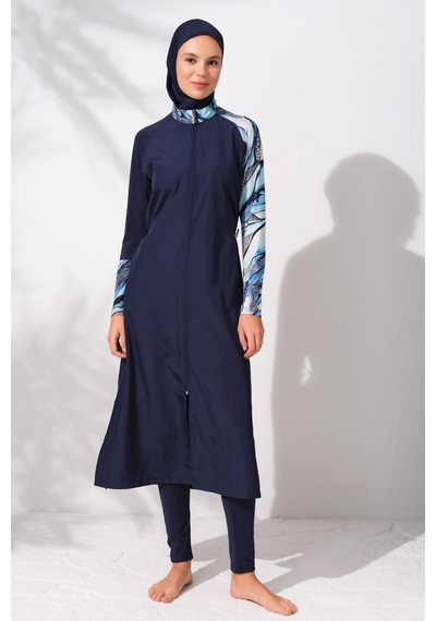 Pierre Cardin Uzunkollu Fermuarlı Tesettür Mayo Desenli 231913 Çok Renkli Pierre Cardin Uzunkollu Fermuarlı Tesettür Mayo Desenli 231913 Çok Renkli