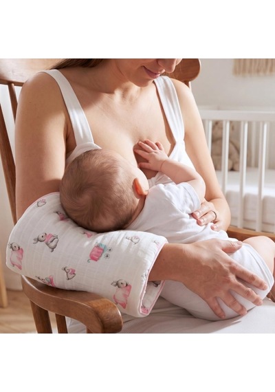 % 100 Pamuk Pratik Silindir Emzirme Kol Destek Yastığı - Bébé Lapin Rose Sldyas-blr-000std