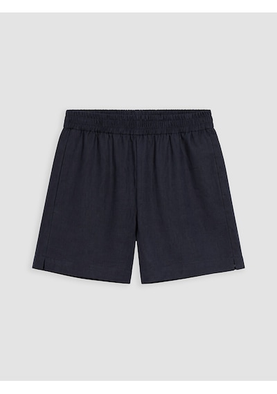 Lcw Comfort Lacivert Beli Lastikli %100 Keten Kadın Şort