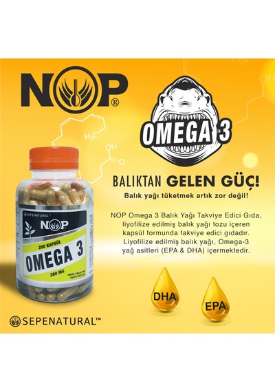 Sepe Natural NOP Omega 3 Liyofilize Toz Balık Yağı 380 MG 200 Kapsül