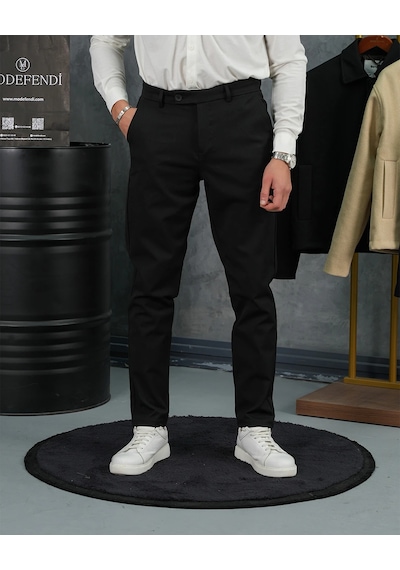 Modefendi Yüksek Kalite Pamuk Likra Slim Fit Kumaş Pantolon Siyah Modefendi Yüksek Kalite Pamuk Likra Slim Fit Kumaş Pantolon Siyah