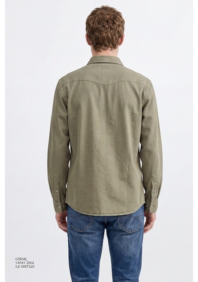 Lee %100 Pamuk Western Regular Fit Cepli Erkek Gömlek Ml24151482 Haki